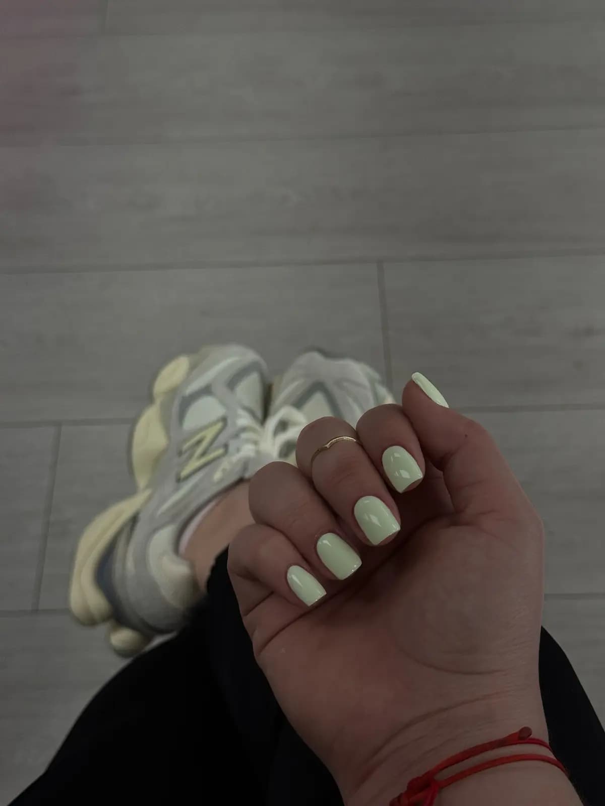 Short square nails in butter yellow gel with a soft finish