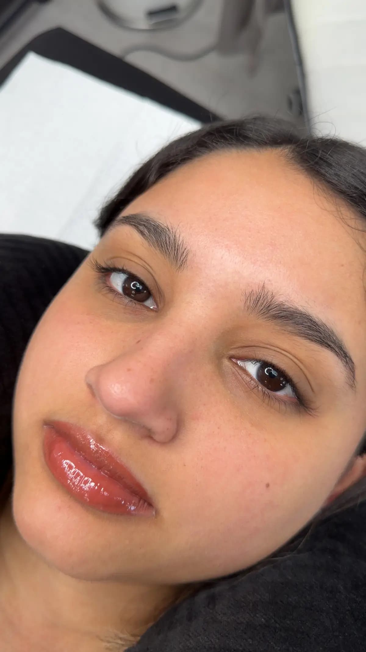 Worked brows with a natural look, nothing over-plucked